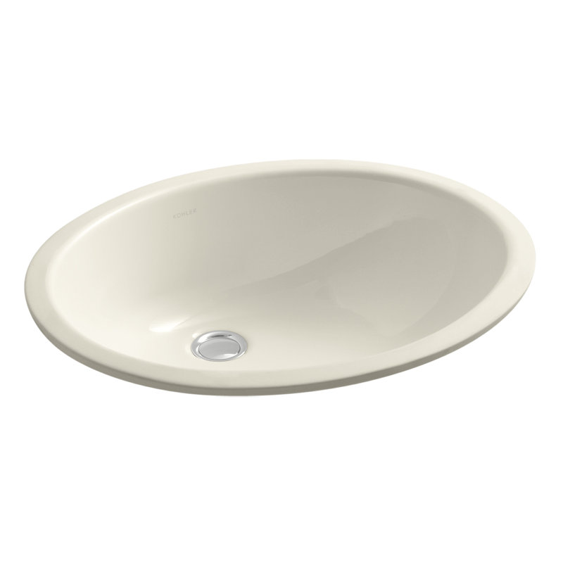 Caxton Ceramic Oval Undermount Bathroom Sink, Almond