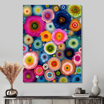 Vibrant Flower Wall Horizon - Abstract Fractal Metal Wall Decor, Modern Metal Print