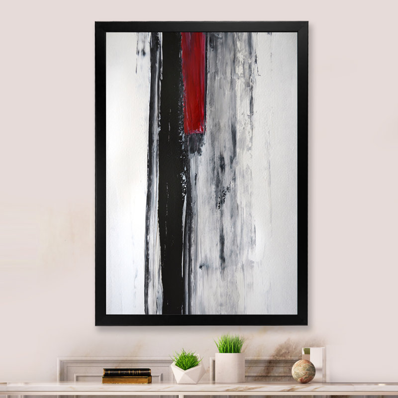 Abstract Canvas Wall Art, Black Red Modern Art Print - Black Meets Red Abstract Art, Black Picture Framed