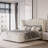 Upholstered Bed Frame With Tufted Wingback Headboard-107788506