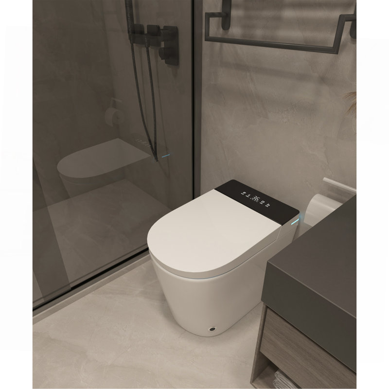 Compact Smart Toilet With Bidet Seat Built-In