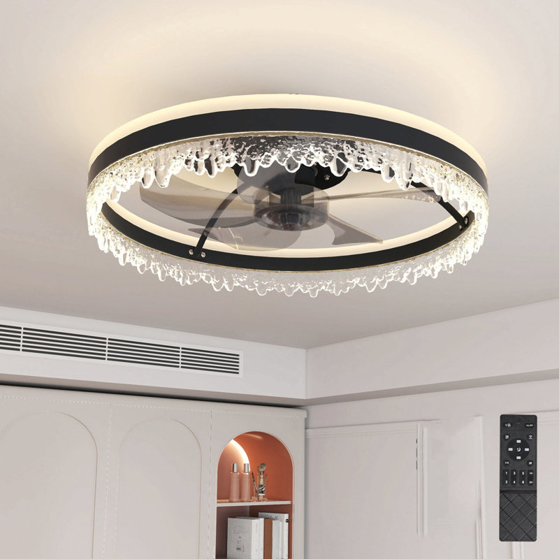 20-Inch Black Smart Ceiling Fan Light With Silent Function, Multi-Speed Adjustment For Bedroom, Study Room, And Dining Room