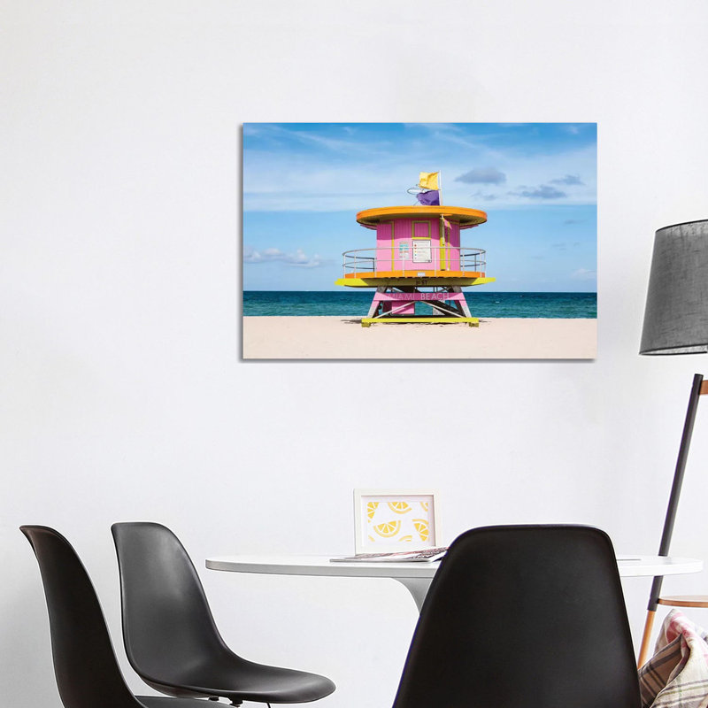 Lifeguard Cabin, South Beach, Miami II by Matteo Colombo - Print on Canvas, 66.04cm H x 101.6cm W x 3.81cm D, Wrapped Canvas