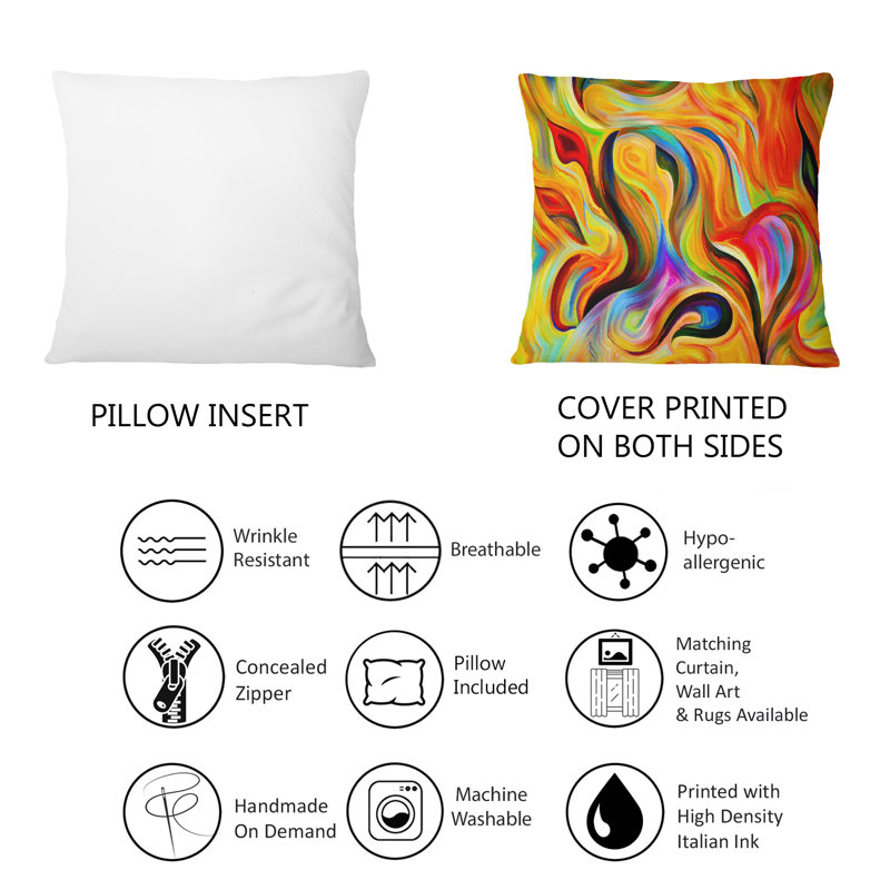 Coussin Shape Abstractions en rouge, jaune et noir - imprimé moderne