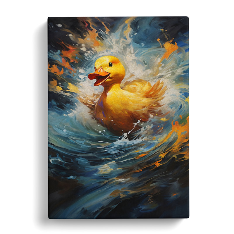 Duck Action Painting Art - Wrapped Canvas, 60cm H x 40cm W x 3cm D