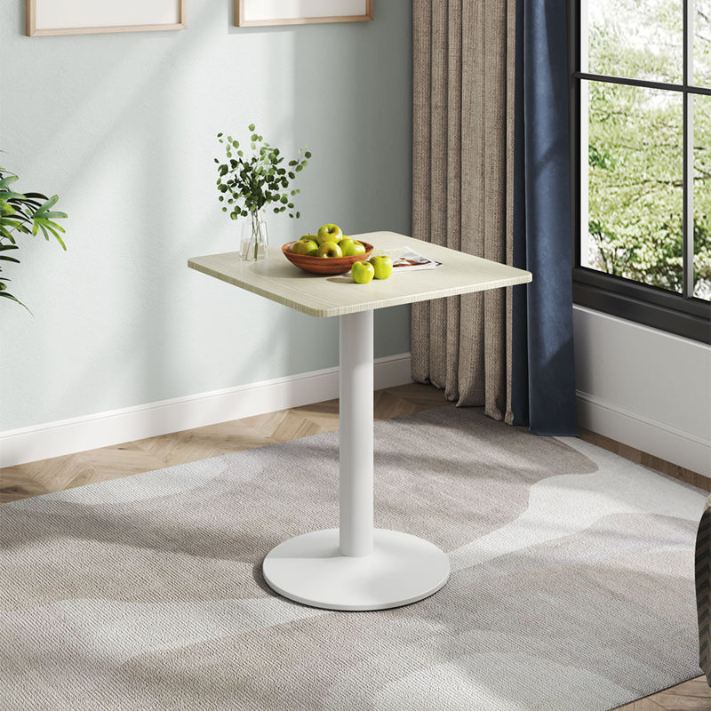 Milini Unfinished Metal Base Dining Table, White, Cream