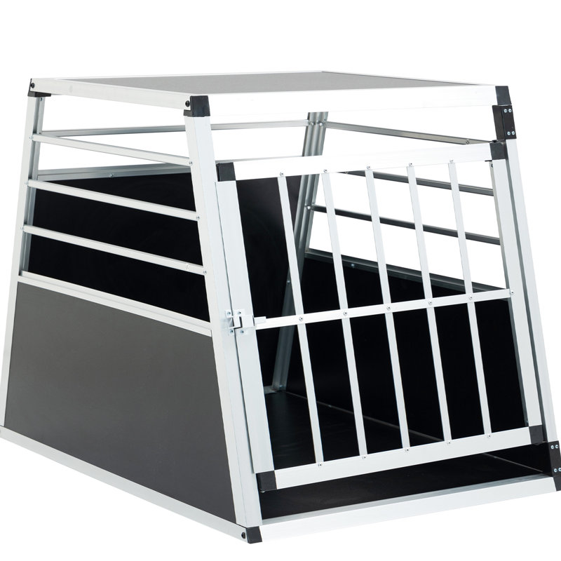 Boîte de voyage en aluminium de haute qualité pour animaux de compagnie, 35 25 27 po, forme argent noir simple à installer