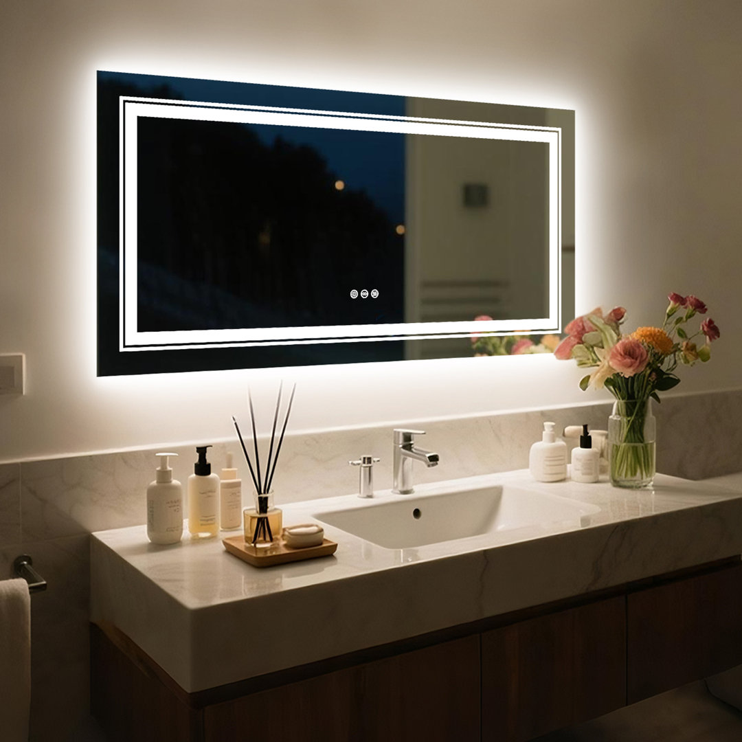 Ashawnti LED Illuminated Bathroom Mirror with Fog-Free Touch Sensor