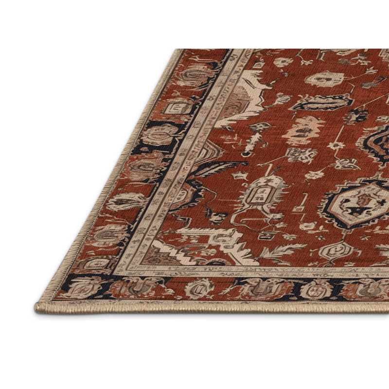 Tapis brun lavable à la machine, Rond 7 pi