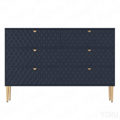 Commode 6 tiroirs, motif nid d'abeille, placage de bois pour la chambre à coucher - Standard