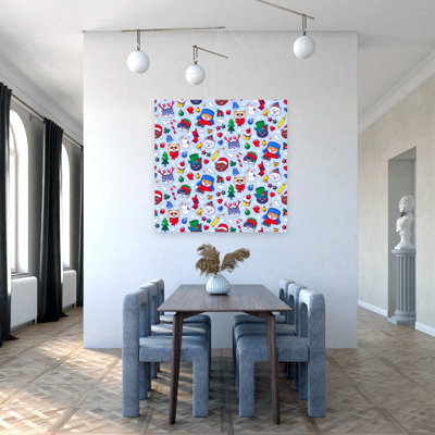 Motif de chat festif, abstrait, paysage contemporain, art mural