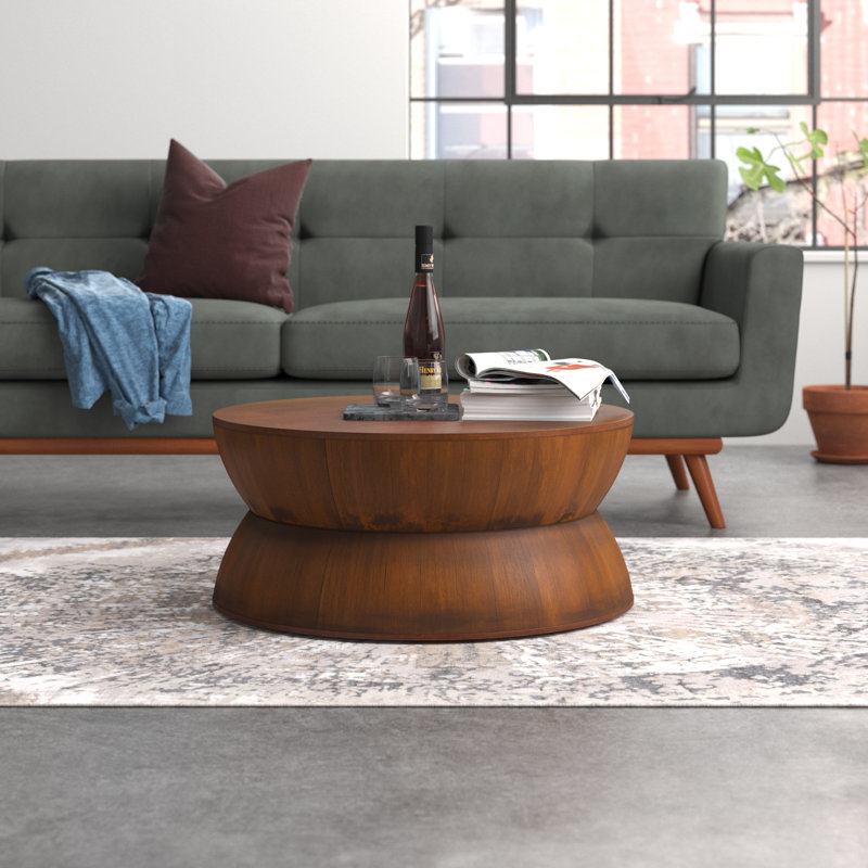 Stylish Champlain Coffee Table – Modern Hourglass Design, Solid and Engineered Wood for Living Room, Brown