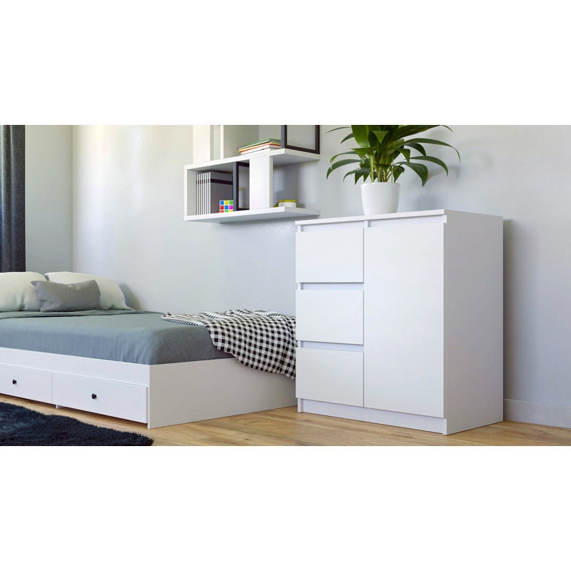 Benedek 80cm W 3 - Drawer Chest of Drawers, White