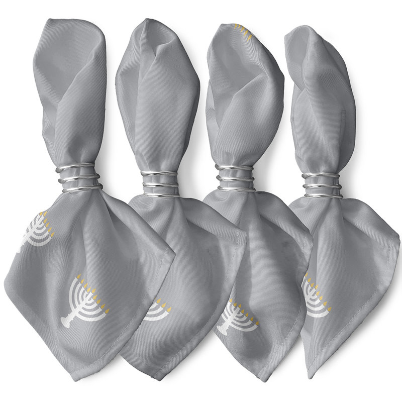 Lallah Polyester Traditional Napkins, Grey