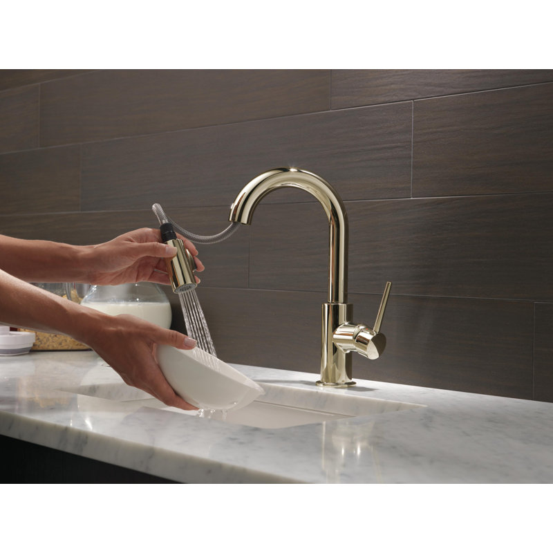 Single Handle Pull-Down Bar / Prep Faucet, Polished Nickel Stainless