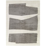 Rectangle Luey Abstract Machine Woven Recycled P.E.T. Area Rug in Gray/Beige