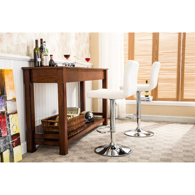 De 2 tabourets de bar réglables blancs avec fonction hydraulique - siège en similicuir et base chromée pivotant à 360 degrés pour plus de confort (2), base pivotante