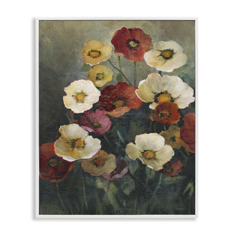 «Poppies at Dawn», peinture giclée par Carol Robinson, H 14 po x l 11 po, Estampe numérique encadrée blanc bord de mer