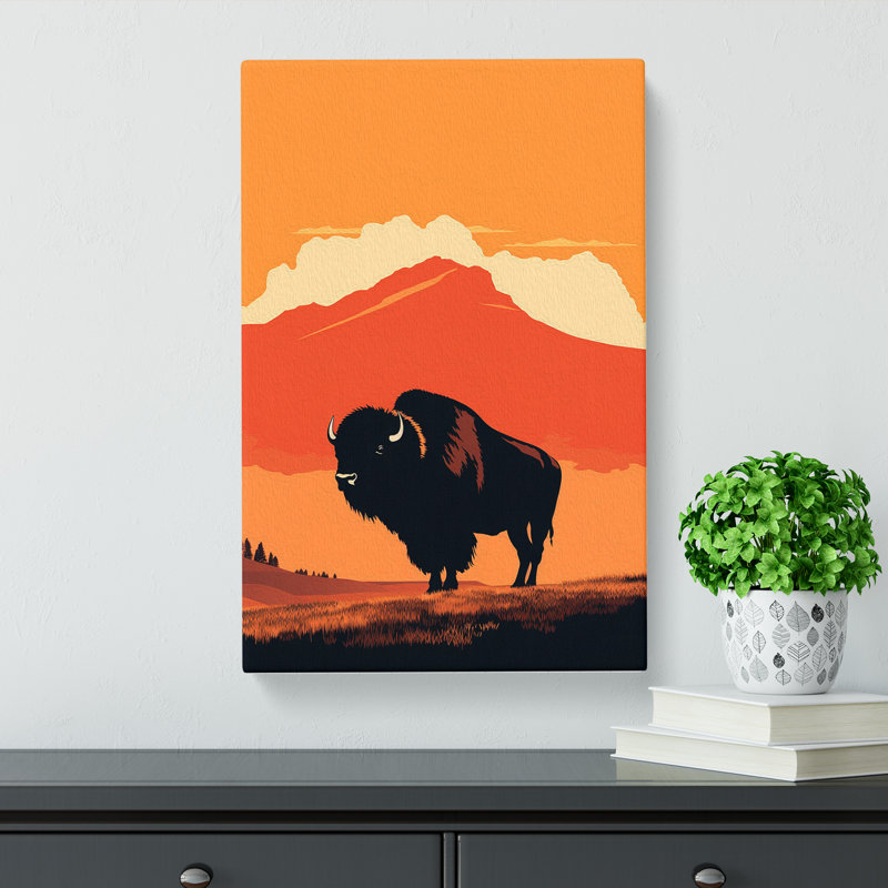 Bison Minimalism - No Frame Print, 50cm H x 35cm W x 3cm D