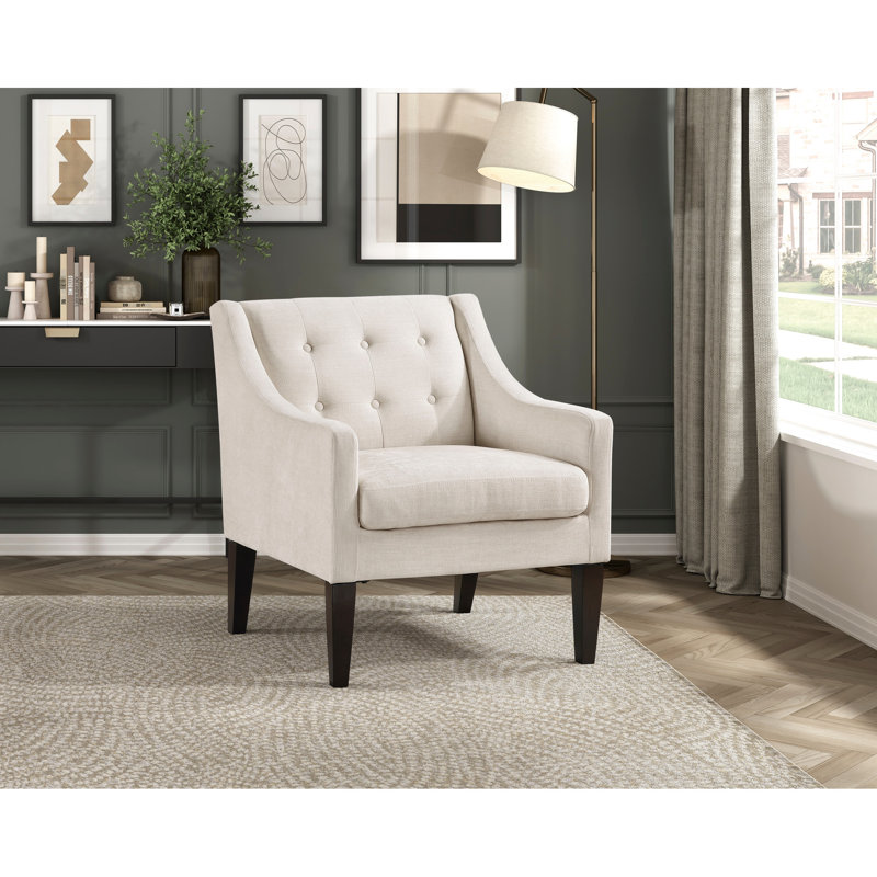 Chaise de jardin boutonnée beige: fabrication en contreplaqué, chaise d'appoint rembourrée en mousse haute beige: structure, housse de coussin de siège amovible, tissu texturé