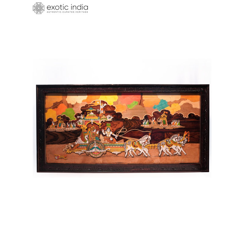 Panneau mural incrusté en bois 48 "48" Geeta Updesh MySore