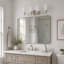 Éclairage pour salle de bain en nickel satiné à 4 lumières Laurelhurst, 29,25 po de largeur, verre blanc givré, acier, à intensité variable, compatible DEL, fixation réversible-484580388-484580391-484580410