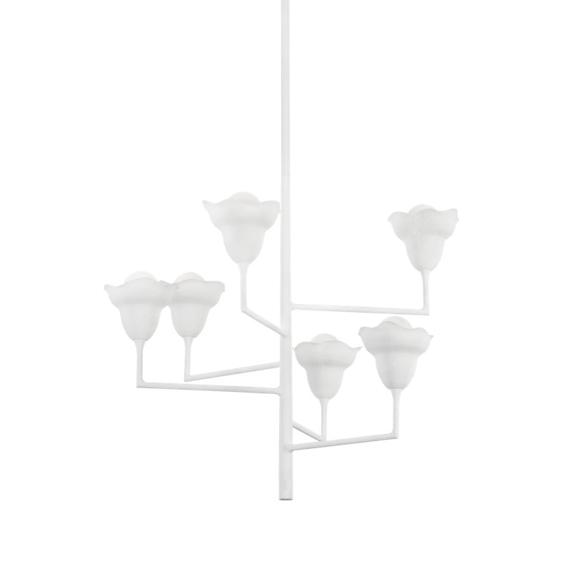 Alora 6 Light Chandelier, White Plaster