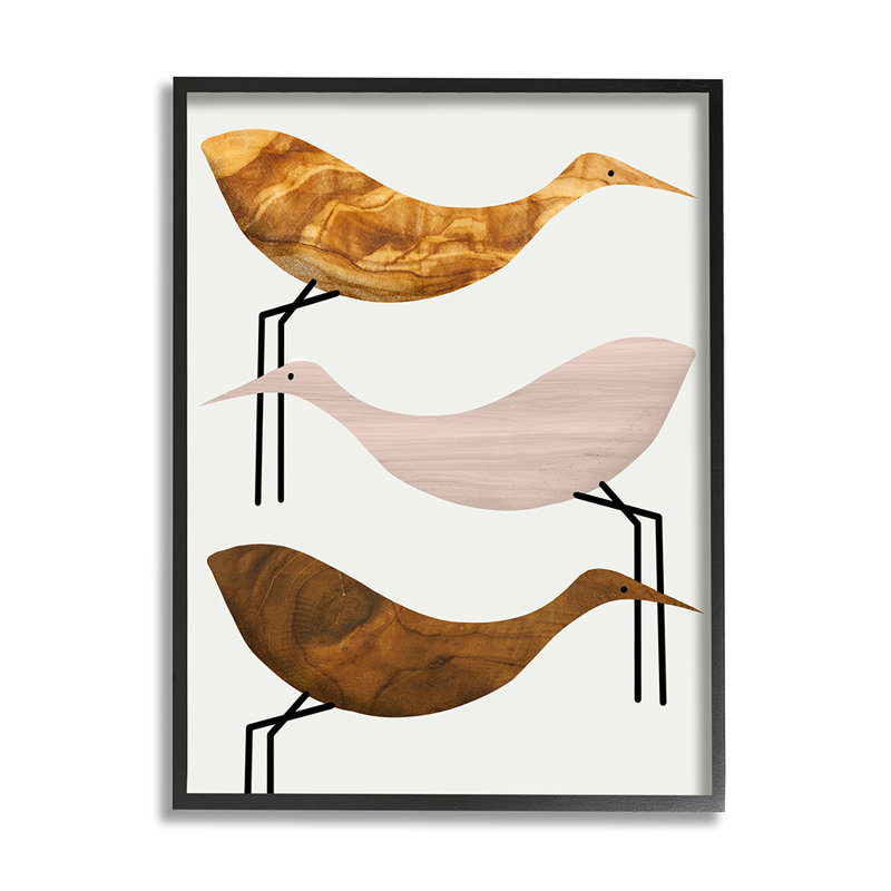 Abstract Tree Pattern Storks Minimal Rustic Birds by Daphne Polselli - Graphic Art Print, 30" H x 24" W x 1.5" D