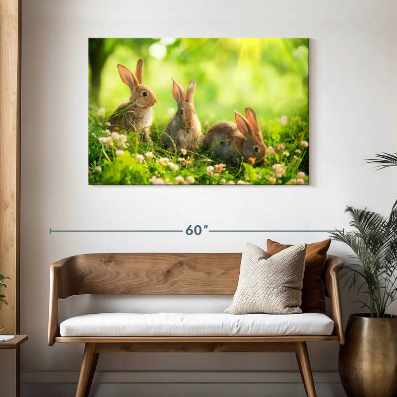Rabbits By The Meadow, 30" H x 45" W