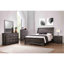 Contemporary Grey Queen Size Bed, Horizontal Lines Design, Gently Sloped Headboard, Bracket Feet, Wood Construction For Bedroom, Assembly Needed Bed In Finish, Lines, Required