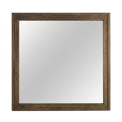Onyx Walnut 48 In. W X 43 In. H Rustic Rectangle Framed Mirror
