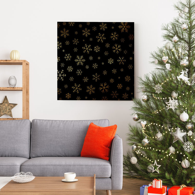 Flocons de neige noirs - impression sur toile tendue, H 32 po x l 32 po x P 1 po