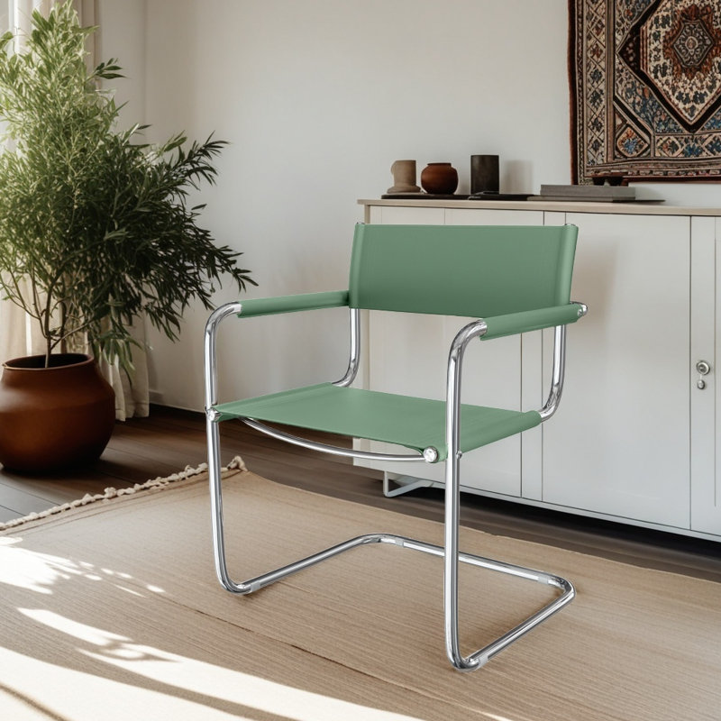 Fauteuil d'appoint en cuir Momei Saddle, Vert