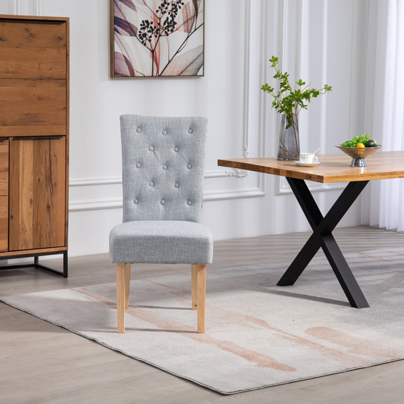 Ainaro 47cm H Fabric Upholstered Wing Back Parsons Chair, Light Grey