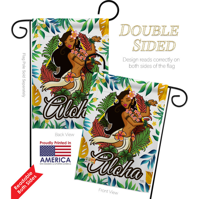 Tête de polyester à 2 faces 19 x 13 po hula girl ensemble de drapeaux