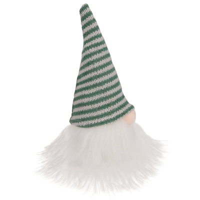 Gnome en tricot 5,5 po à rayures vertes et blanches