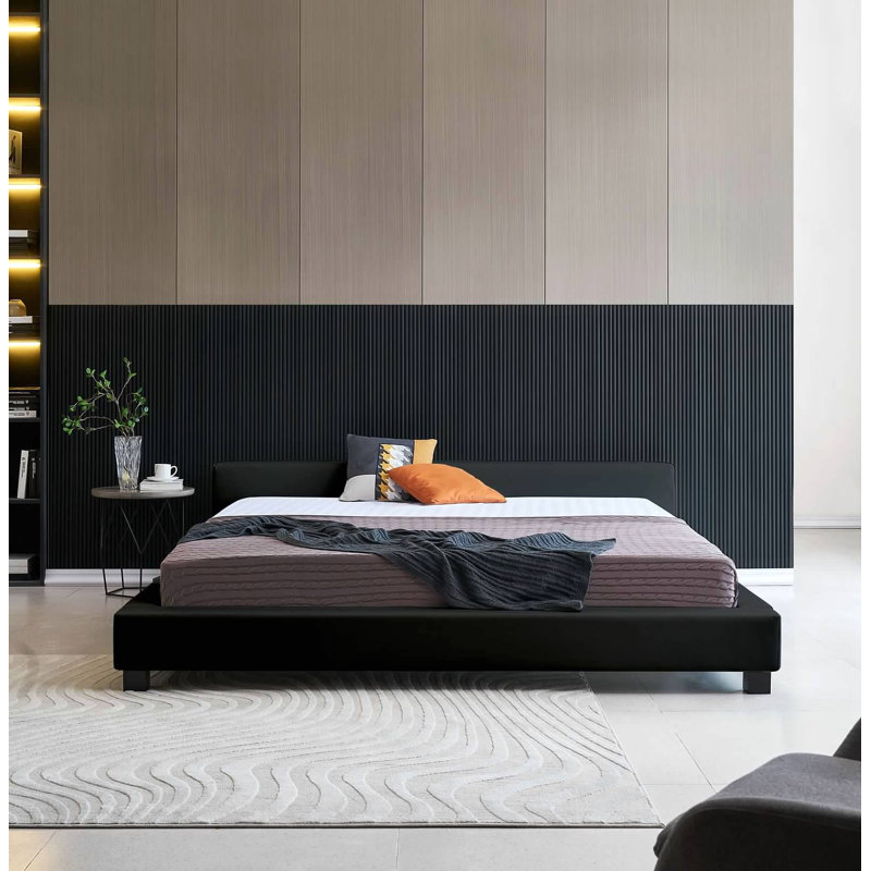 Anabell Upholstered Platform Bed, King, Black