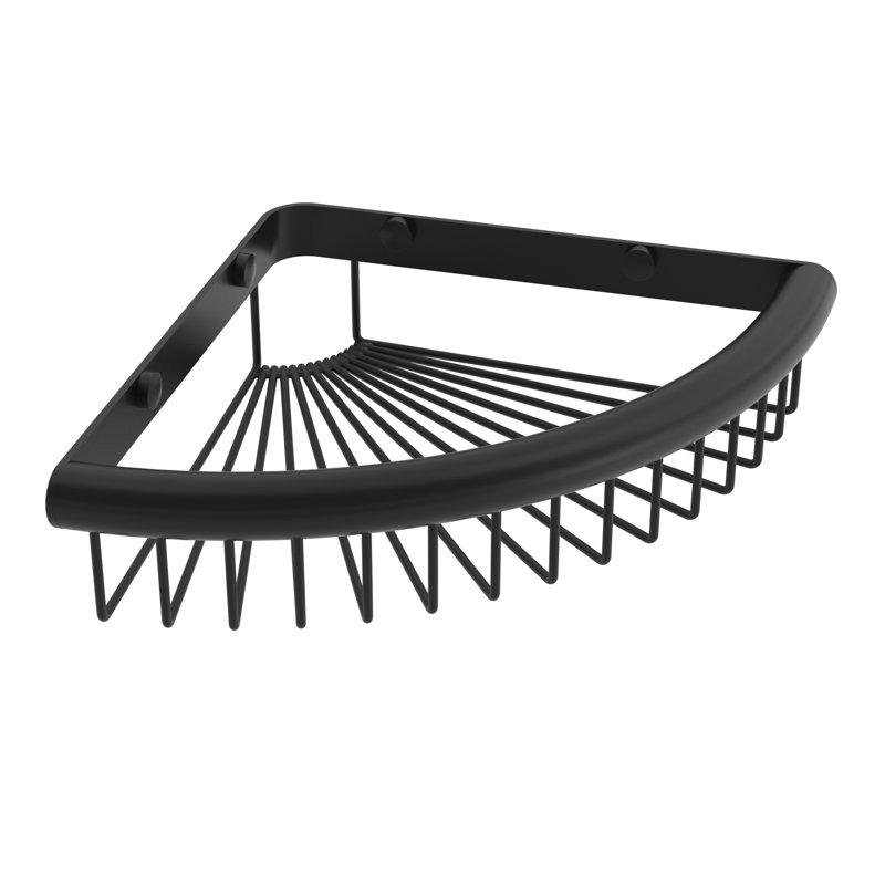 Panier de douche de coin en coin - noir mat, fabrication en laiton de qualité supérieure, quincaillerie d'installation incluse