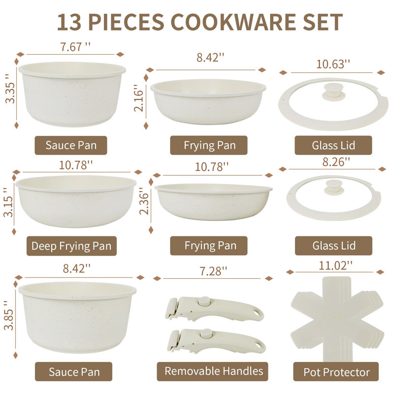 Pressely 13 - Piece Aluminum Cookware Set
