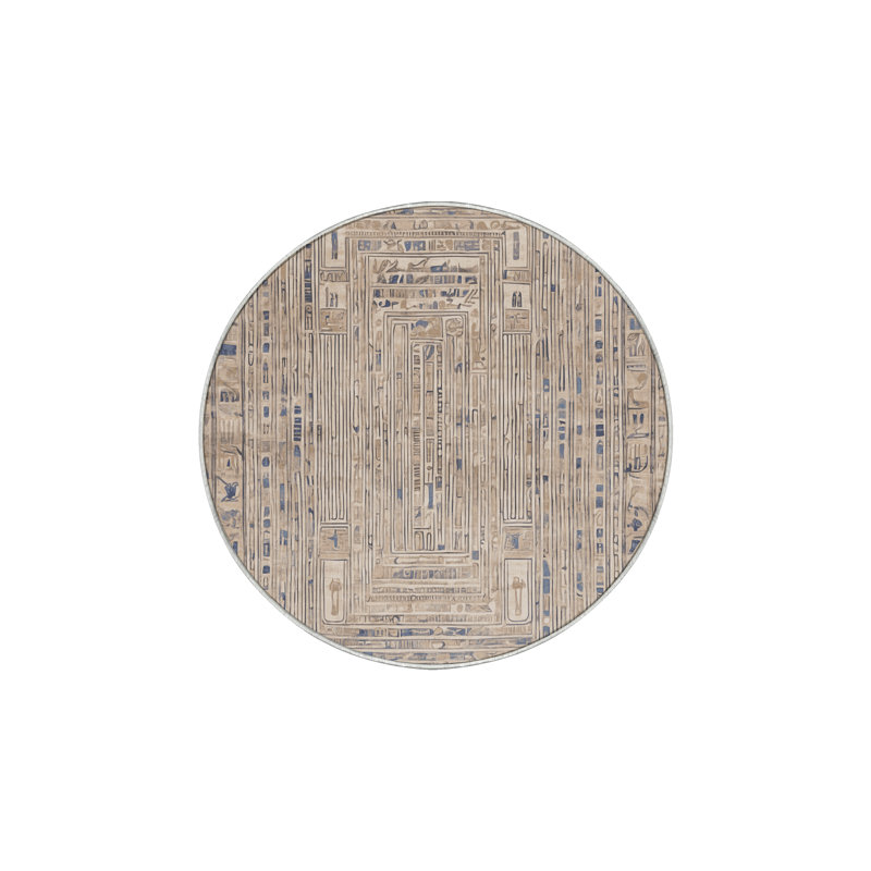 Machine Washable Beige Area Rug, Round 6'