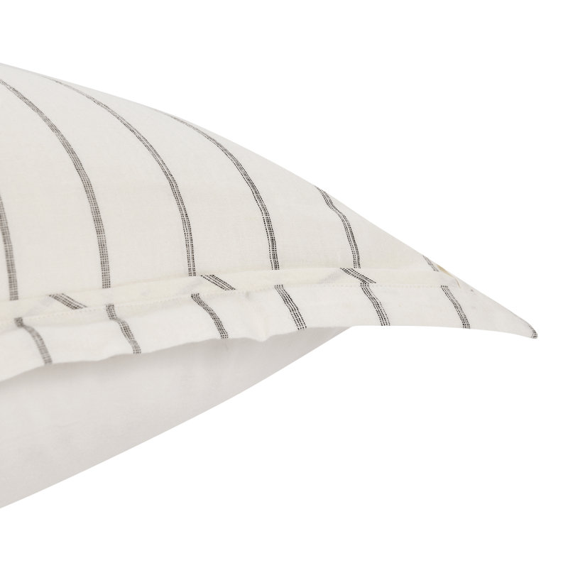 Ivory and Gray Striped Belgian Linen Euro Sham