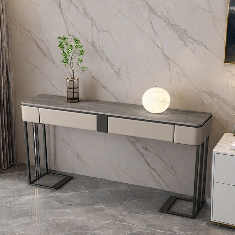Console Nordic Luxury, H 33,5 po x l 63 po x P 13,8 po, Noir, Gris