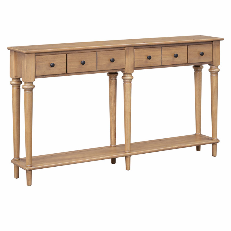 Entryway Table with 4 Drawers, Old Pine