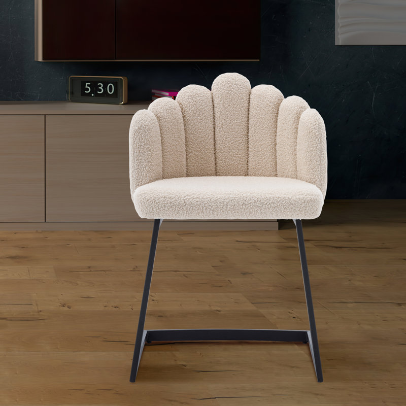 Carlecia 47 cm H Upholstered Dining Chair in Beige, Beige, Black