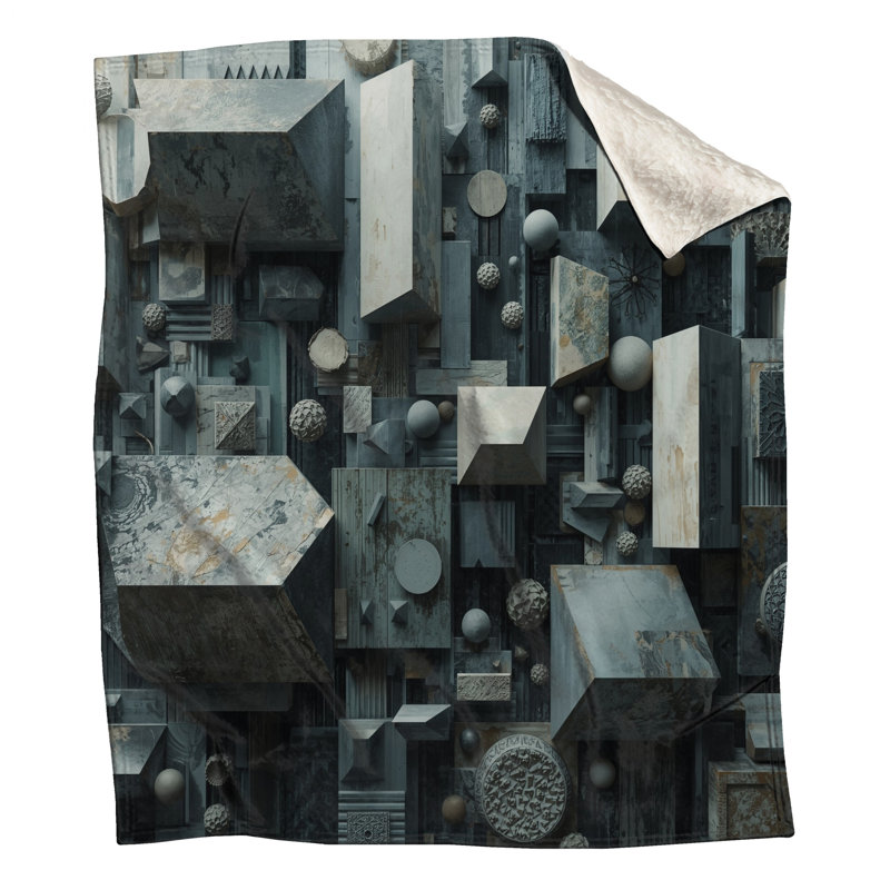 Couvertures géométriques à blocs 3D, L 50 po x H 60 po
