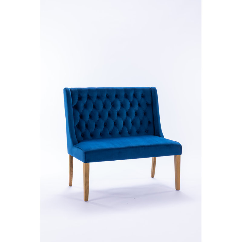 Mairead Upholstered Bench, Blue, 98cm H x 100cm W x 66 cm D