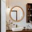 Miroir mural rond en bois naturel, design minimaliste