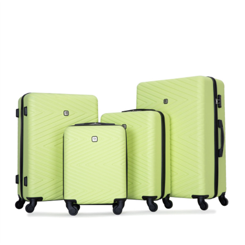 bagages 4 pièces valise légère en ABS avec roues rotatives, Fluorescent Green