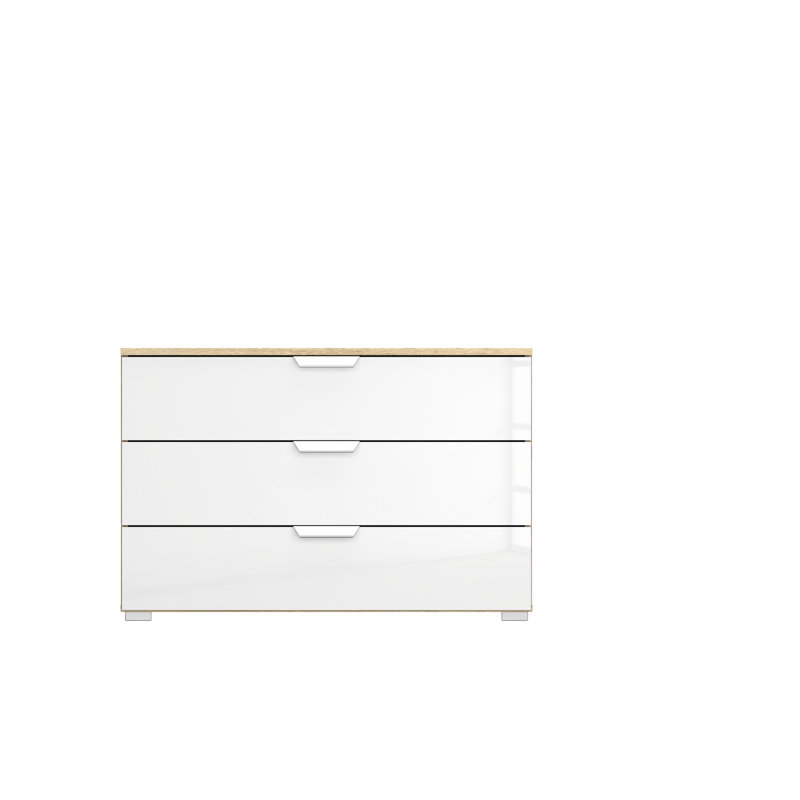 Aditio 3 Drawer Combi Chest, Oak sonoma/High-gloss white