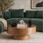 Round Burl Wood Veneer Coffee Table with Sturdy Pedestal-261113092